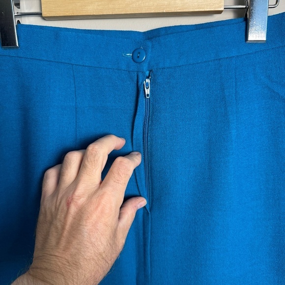 Vintage Jackie K Women's Blue 100% Virgin Wool Midi Pencil Skirt Size 5/6 - Picture 6 of 13